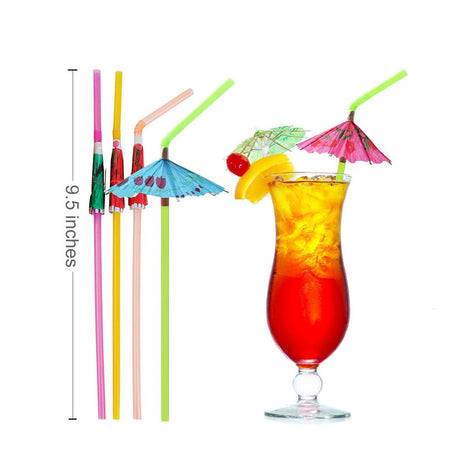 9.5inch Straws With Paper Decorative Umbrella - Yorkn Inc✅