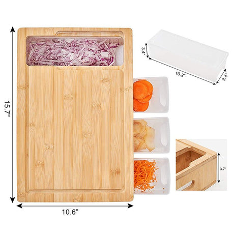 Bamboo Cutting Board With Containers - By Boat - Yorkn Inc✅