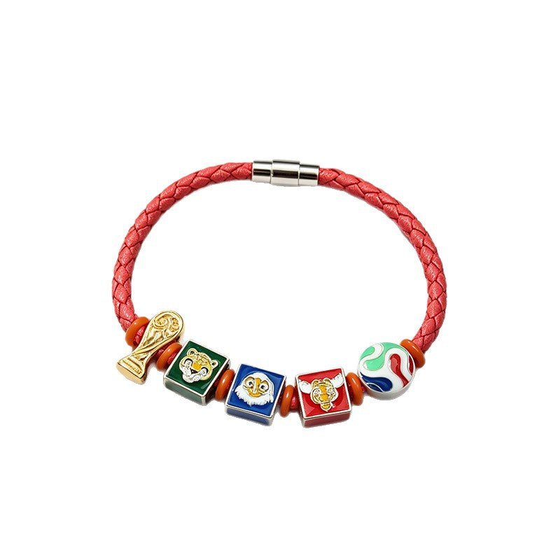 Braided Leather Beaded Charm Bracelet - Yorkn Inc✅
