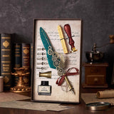 Classical Feather Pen Wax Seal Stamp And Ink Bottle Included Gift Box Packed Set - Yorkn Inc✅