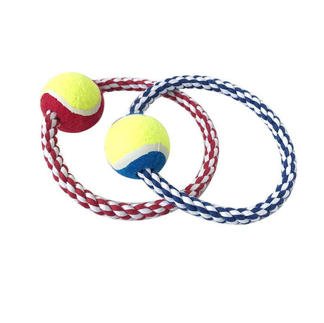 Cotton Rope Dog Chew Toy With Built - in Tennis Ball - Yorkn Inc✅