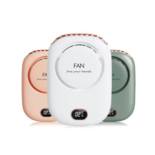 Digital Display Rechargeable Neck Hanging Fan - Yorkn Inc✅