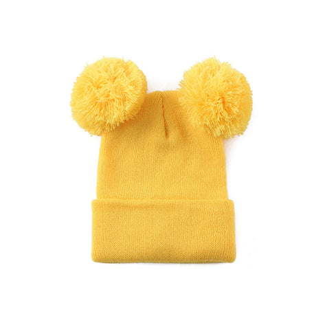 Double Pom - pom Knitted Acrylic Yarn Beanie - Yorkn Inc✅
