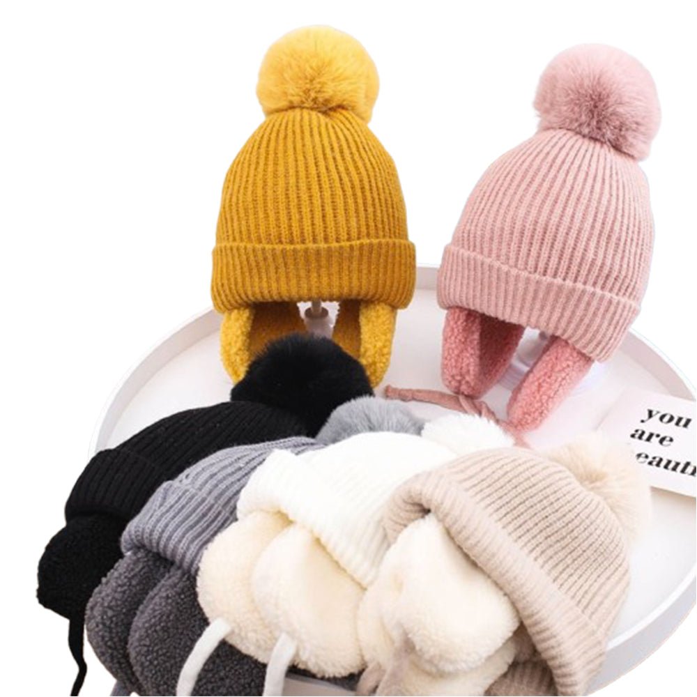 Fleece - lined Knitted Earflap Beanie Hat - Yorkn Inc✅