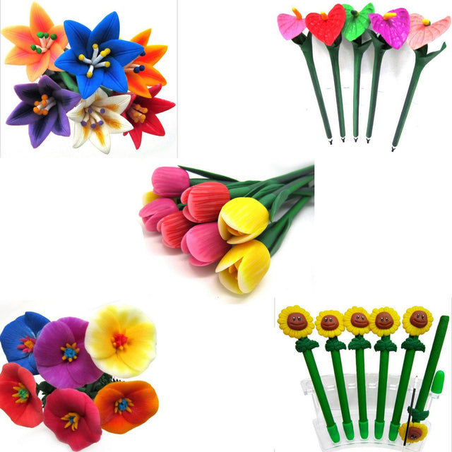 Flower Shaped Soft Clay Ball Point Pen Ballpoint - Yorkn Inc✅