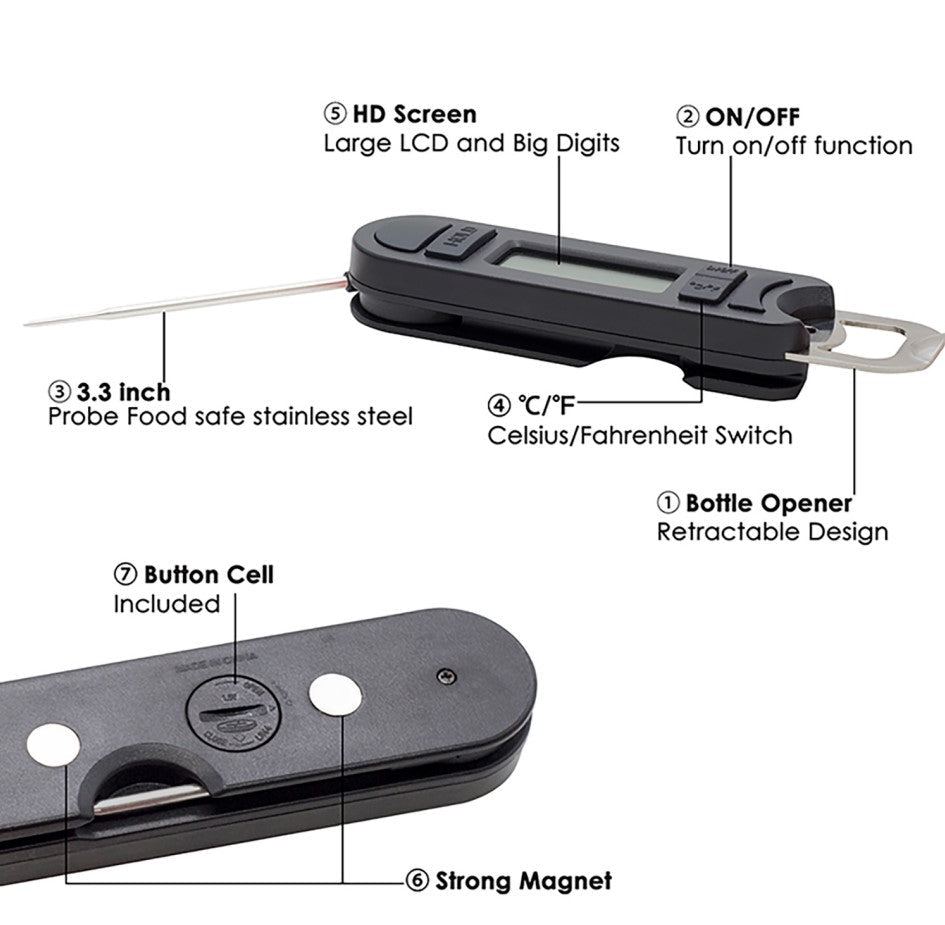 Folding Food Thermometer - Yorkn Inc✅
