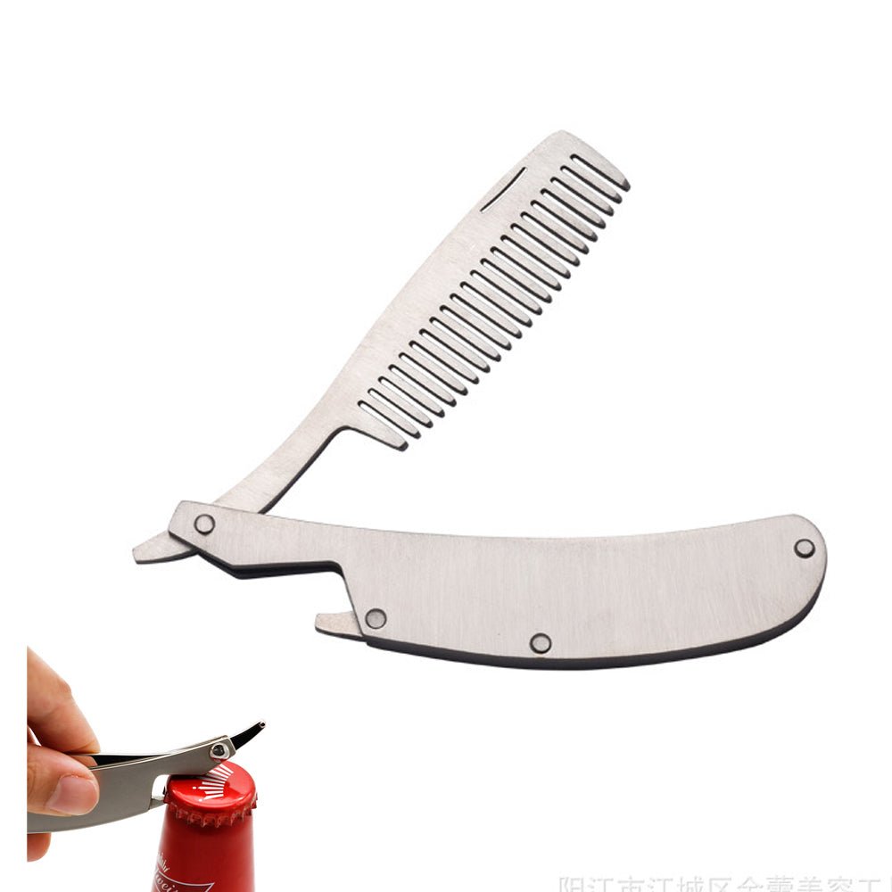 Folding Stainless Steel Beard Comb - Yorkn Inc✅