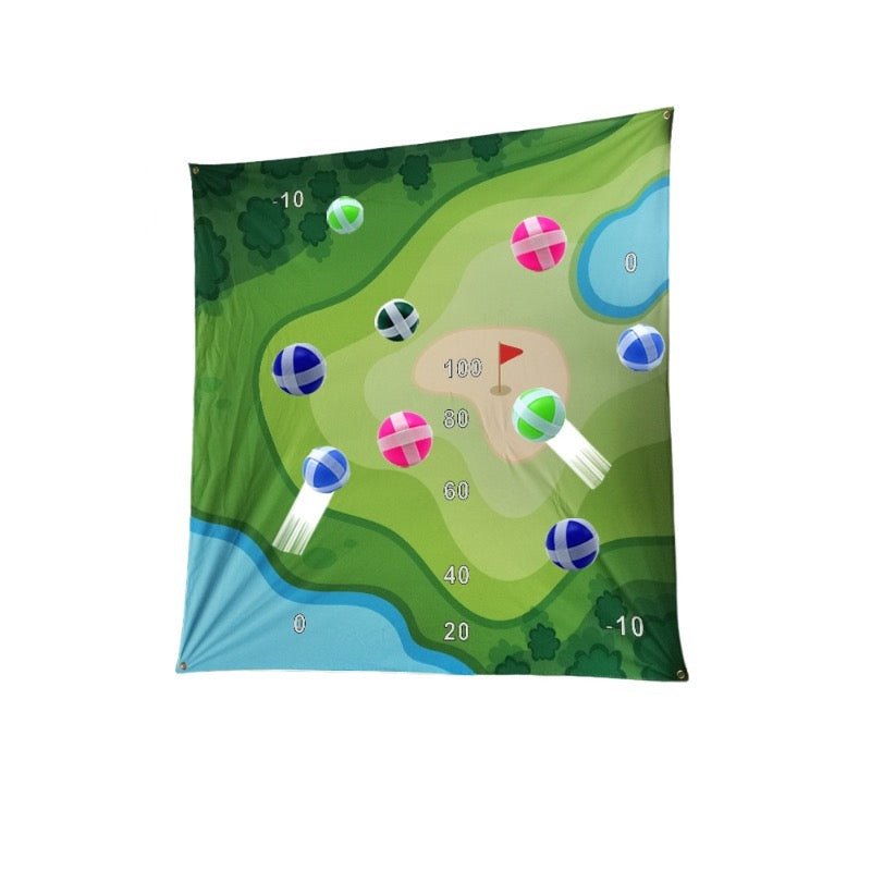 Full Size Printed Mat 5 Self Adhesive Sticky Balls Game Set With Hanging Cord - Yorkn Inc✅