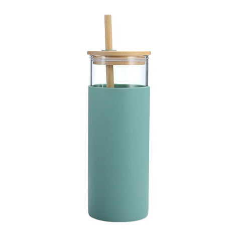 Glass Tumbler With Wooden Lid And Straw - Yorkn Inc✅