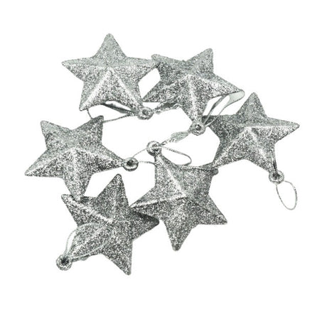 Glittery Star Christmas Ornament 6pcs Set - Yorkn Inc✅