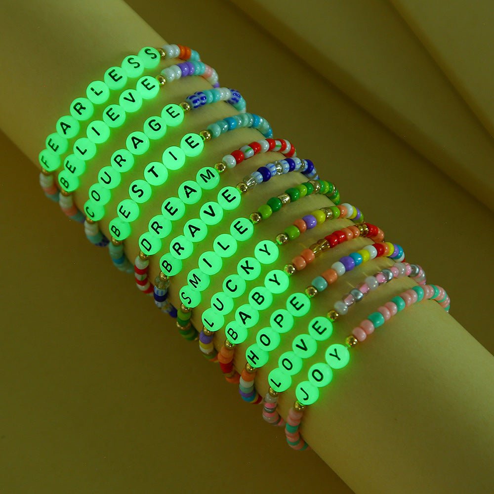 Glow - in - the - dark Alphabet Beaded Bracelet - Yorkn Inc✅