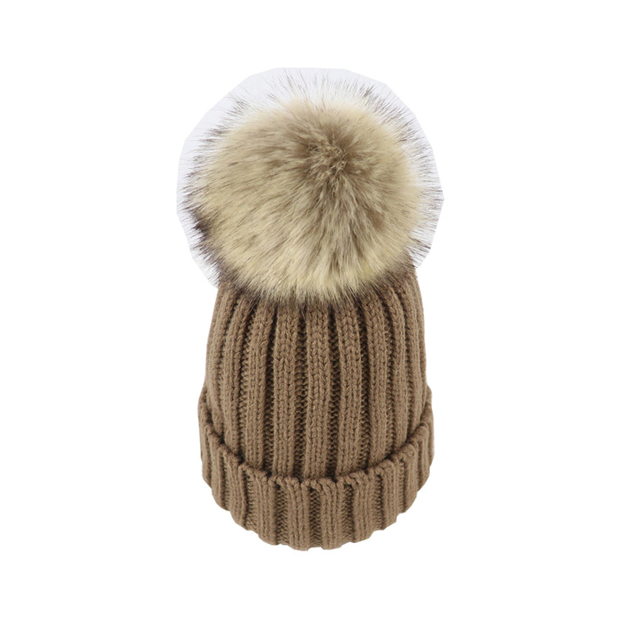 Kids Knitted Beanie With Faux Fur Pom - Yorkn Inc✅