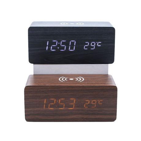 Led Wood Wireless Charging Clock - Yorkn Inc✅