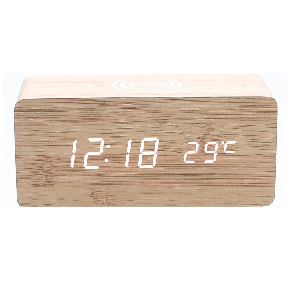 Led Wood Wireless Charging Clock - Yorkn Inc✅