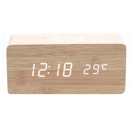 Led Wood Wireless Charging Clock - Yorkn Inc✅