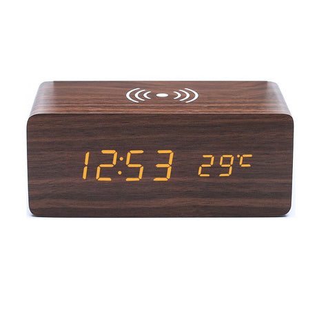 Led Wood Wireless Charging Clock - Yorkn Inc✅