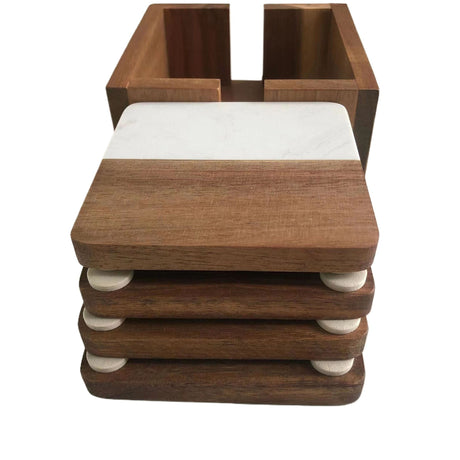 Marble Splicing Acacia Wood Coaster - Yorkn Inc✅