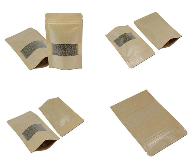 Resealable Kraft Bag With Clear Window - Yorkn Inc✅