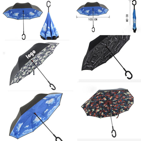 Reversed Straight Umbrella With Double Layer - Yorkn Inc✅