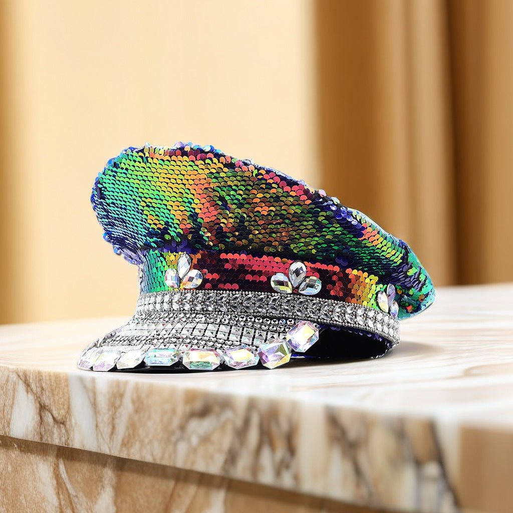 Sequin Flat Top Navy Hat - Yorkn Inc✅