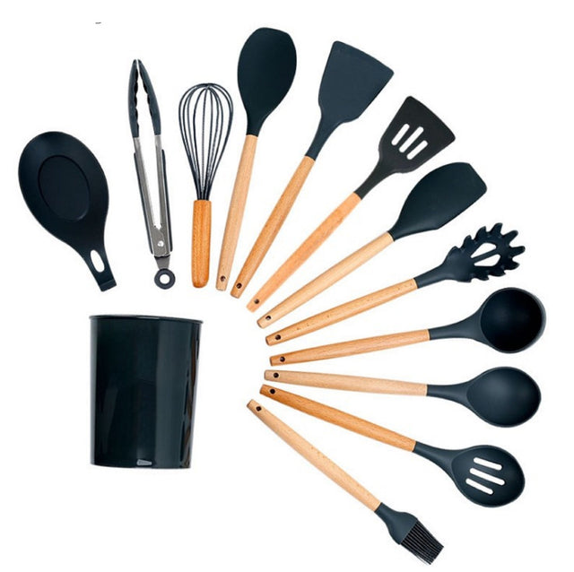 Silicone Cooking Utensils Kitchen Utensil Set - Yorkn Inc✅