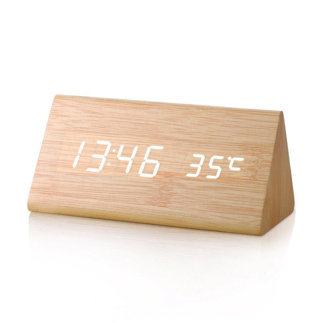 Triangle Sound Control Led Wooden Clock - Yorkn Inc✅
