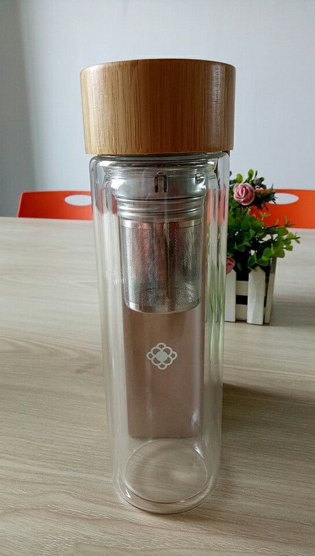 Water Bottle With Bamboo Lid And Cover - Yorkn Inc✅