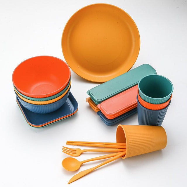 Wheat Straw Dinnerware Sets For 4 36pcs - Yorkn Inc✅