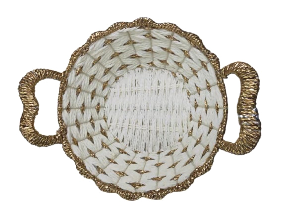 Panier rond peu profond tissé à la main saule