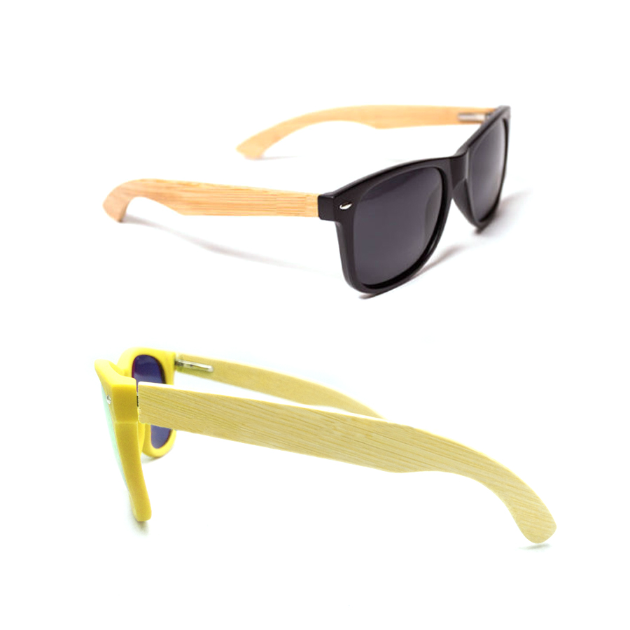 Lunettes de soleil avec cadre en plastique et temples en bambou