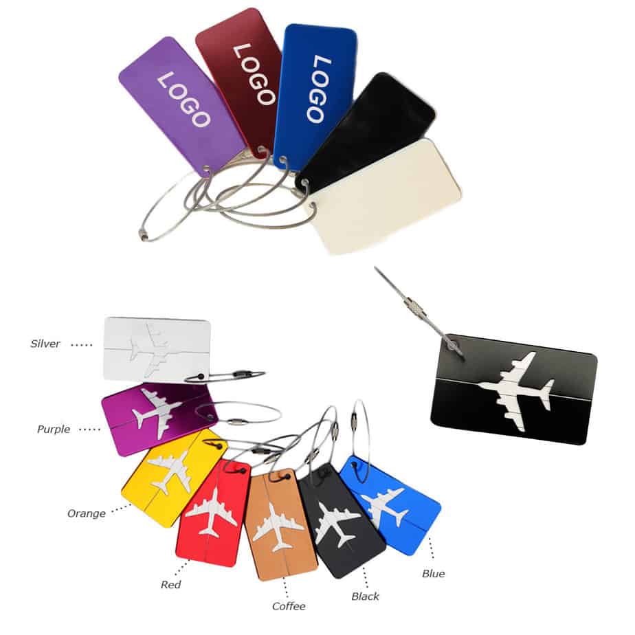 Balise d'identification des bagages de voyage en métal