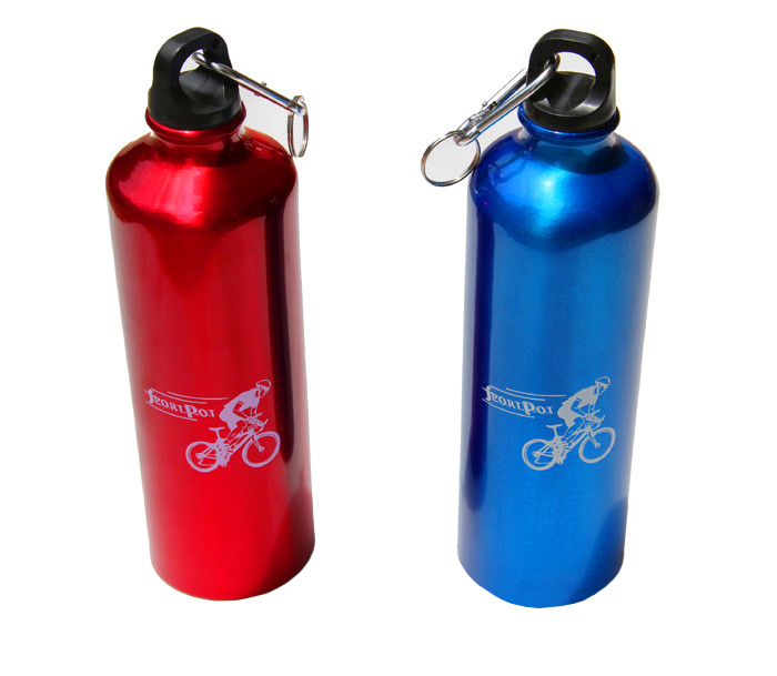 Bouteille de sport en aluminium avec mousqueton