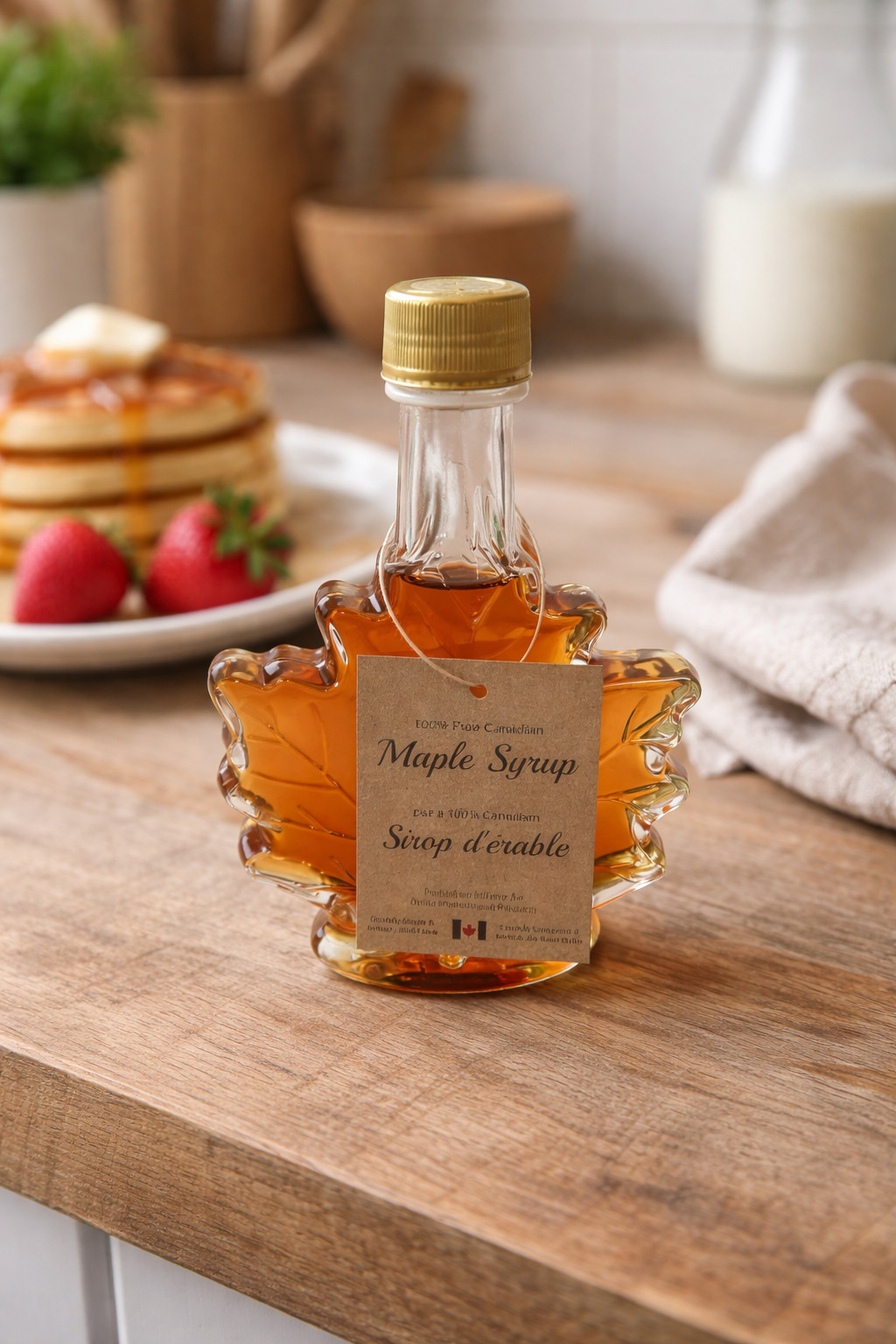 Mini bouteille de feuille classique au sirop d'érable de 50ml