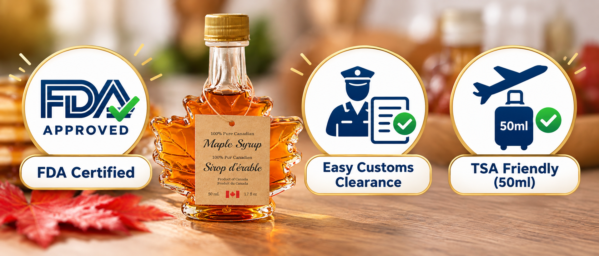 Mini 50ml Maple Syrup In Leaf-shaped Bottle view 3