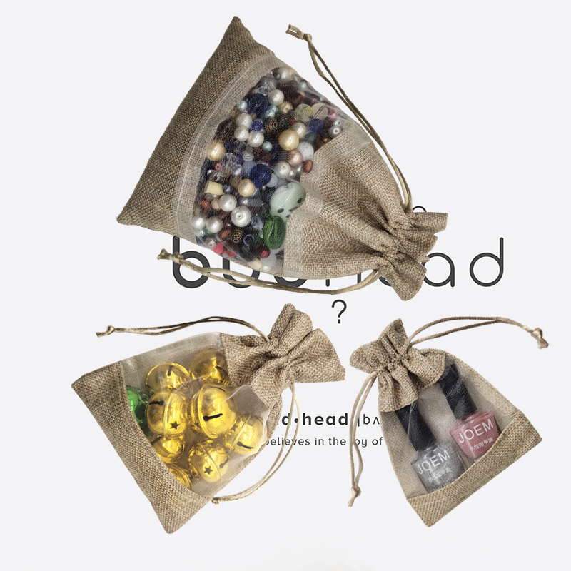 Jute pouches con ventana view 10