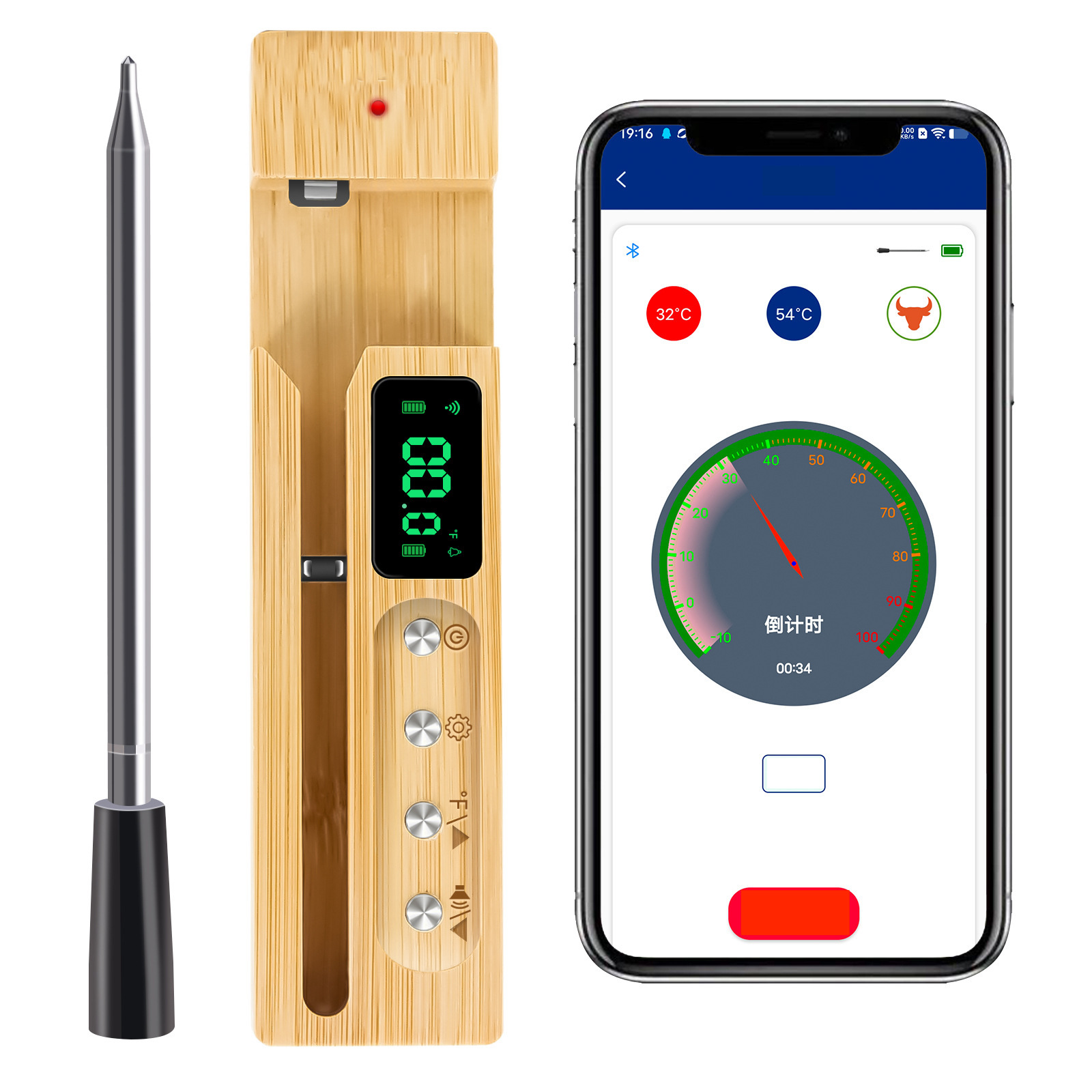 Thermomètre numérique intelligent de viande sans fil