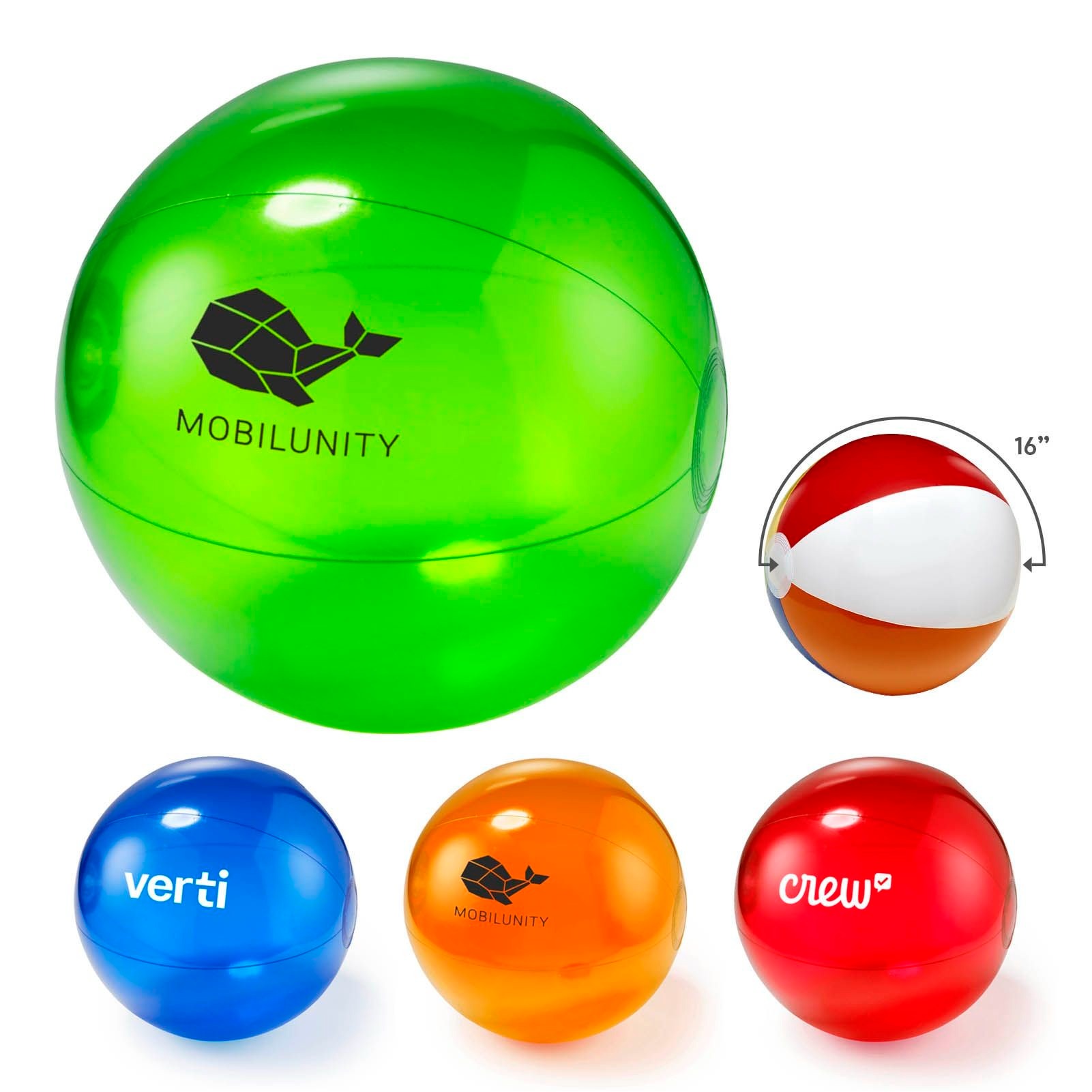 16 Inch Solid Color Inflatable Beach Ball