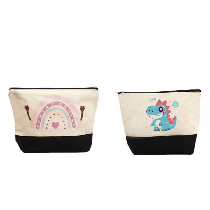 Digital Print Canvas Cosmetic Tote Zipper Bag
