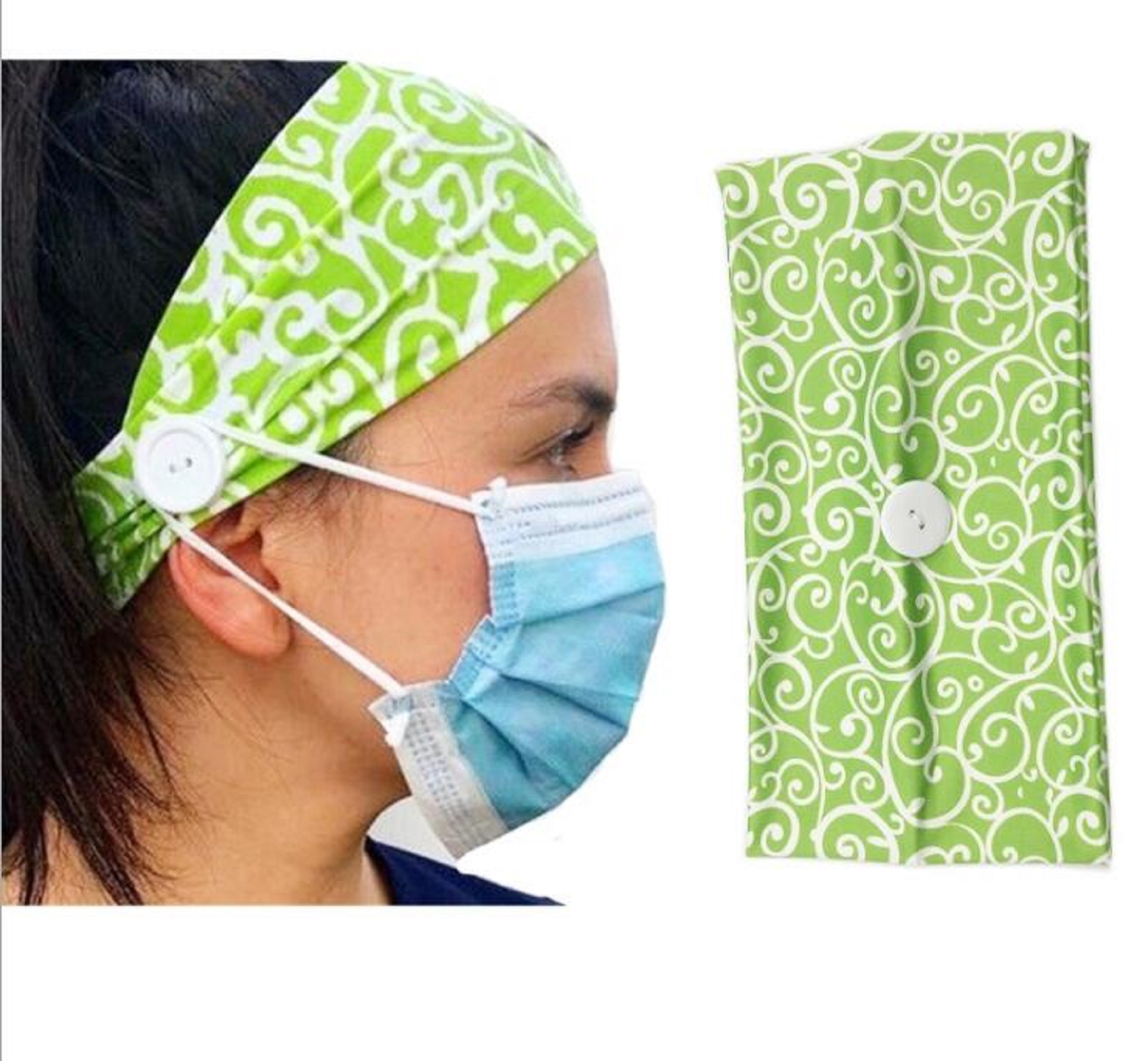 Headband With Button For Mask