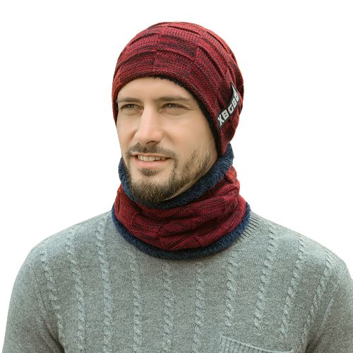 Men Winter Beanie Toque Scarf Set