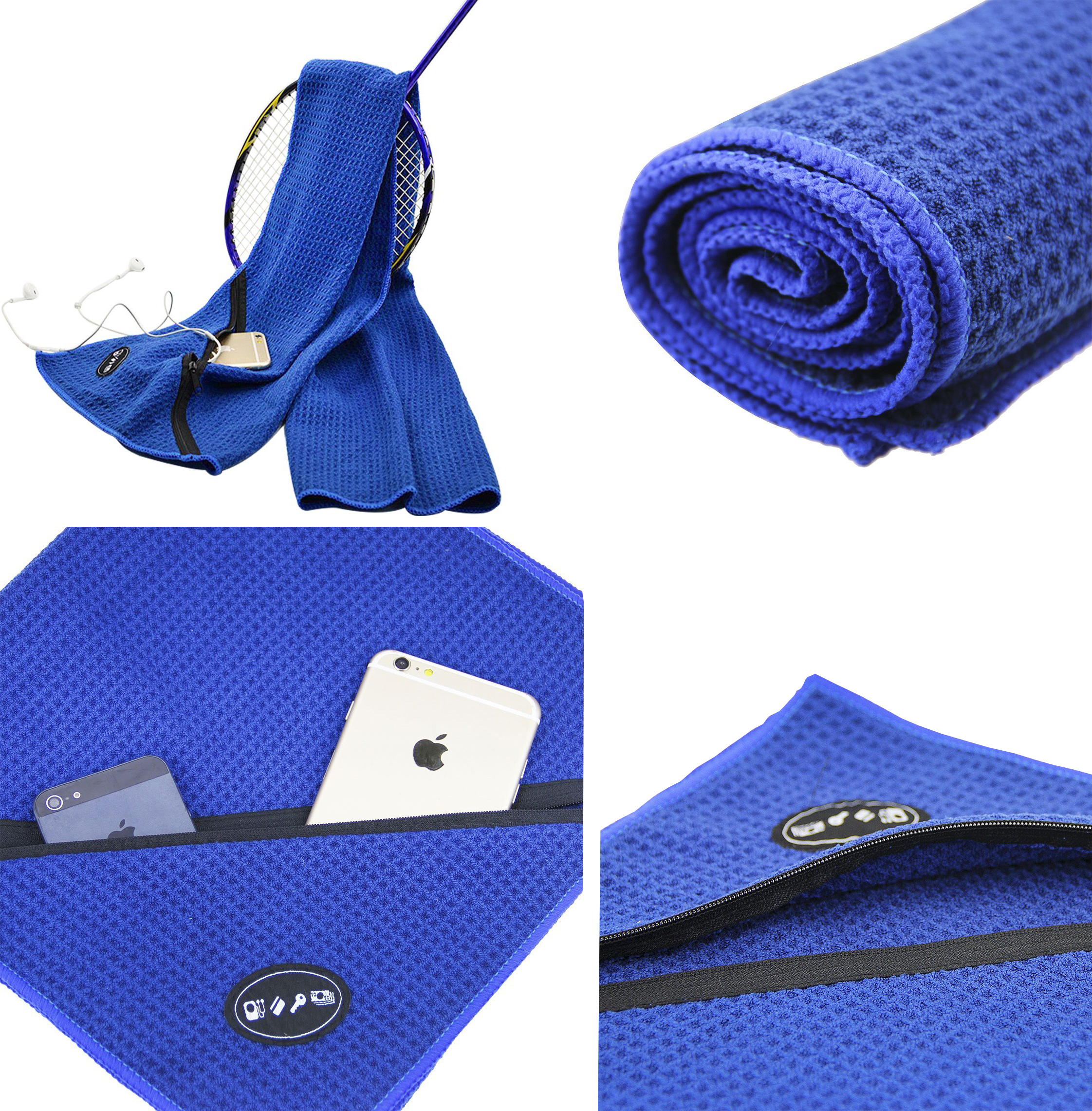 Toalla de gimnasio con bolsillo con cremallera