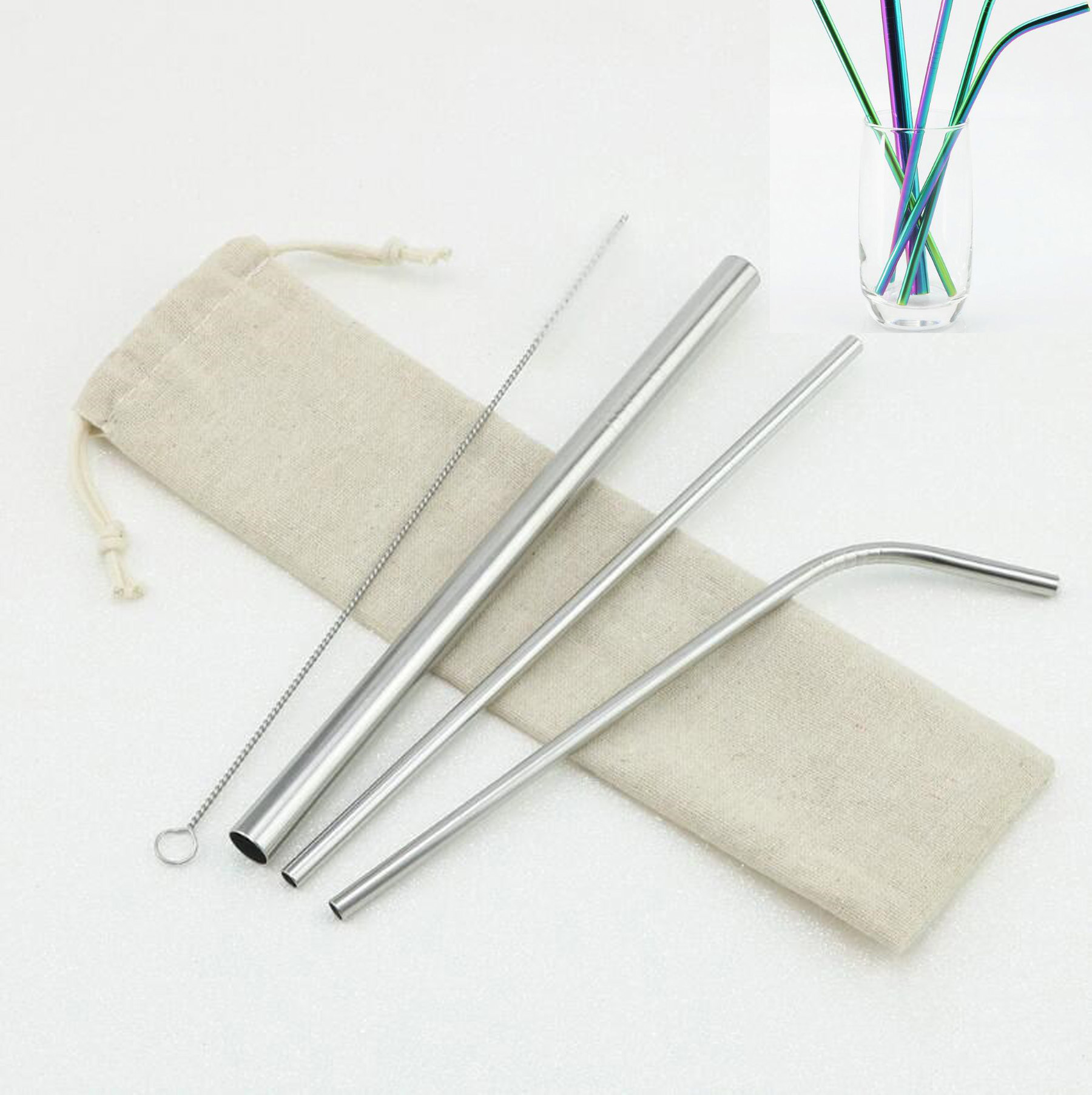 Straws Set With Linen Pouch