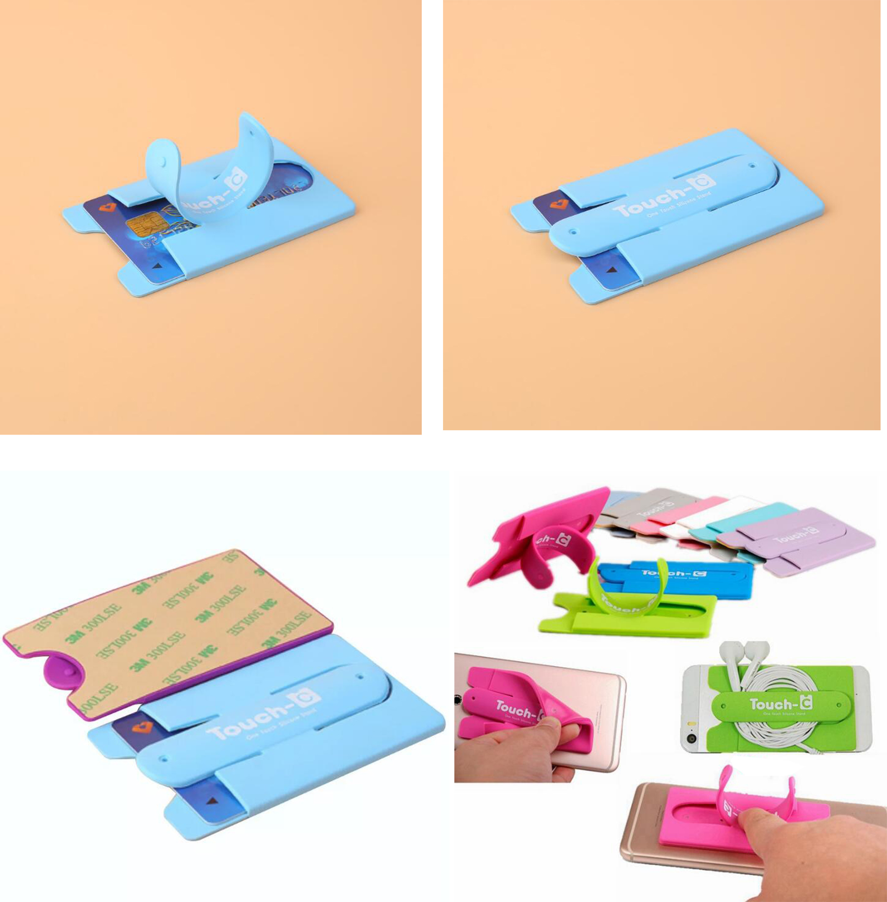 Silicone Stick On Credit Card Holder With Phone St