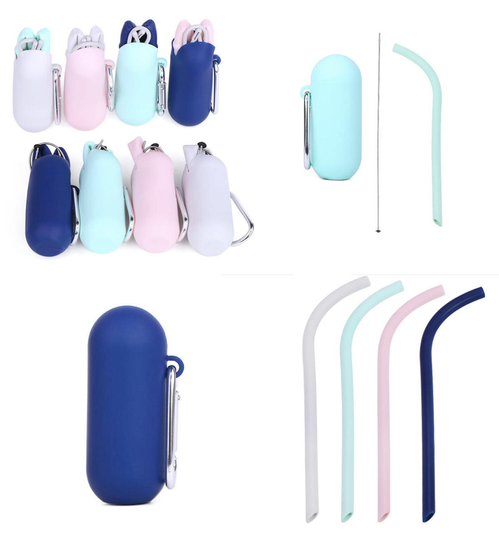 Collapsible Silicone Straws Set