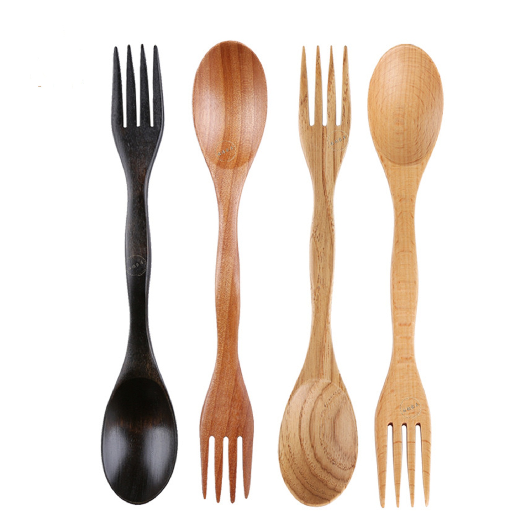 2 en 1 cuchara de madera y tenedor