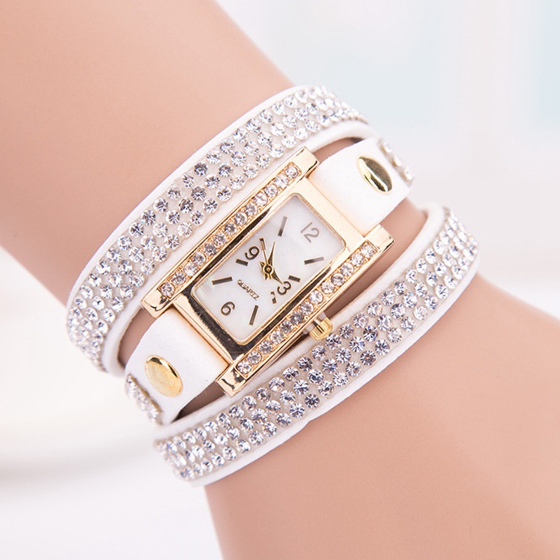 Strass tissage en cuir bracelet montre bracelet montre