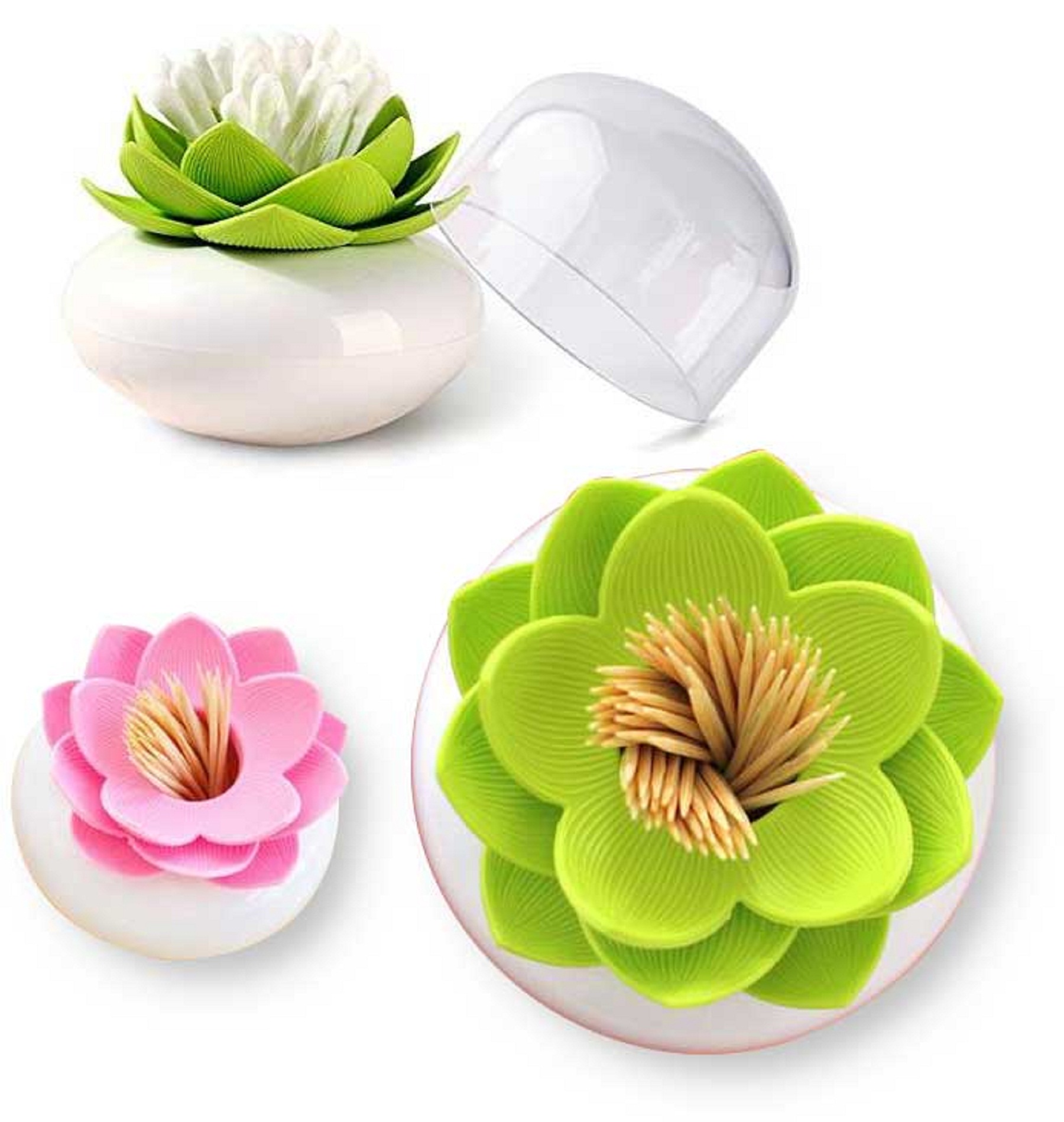 Lotus Cotton Swab Holder Toothpicks Storage Organizer