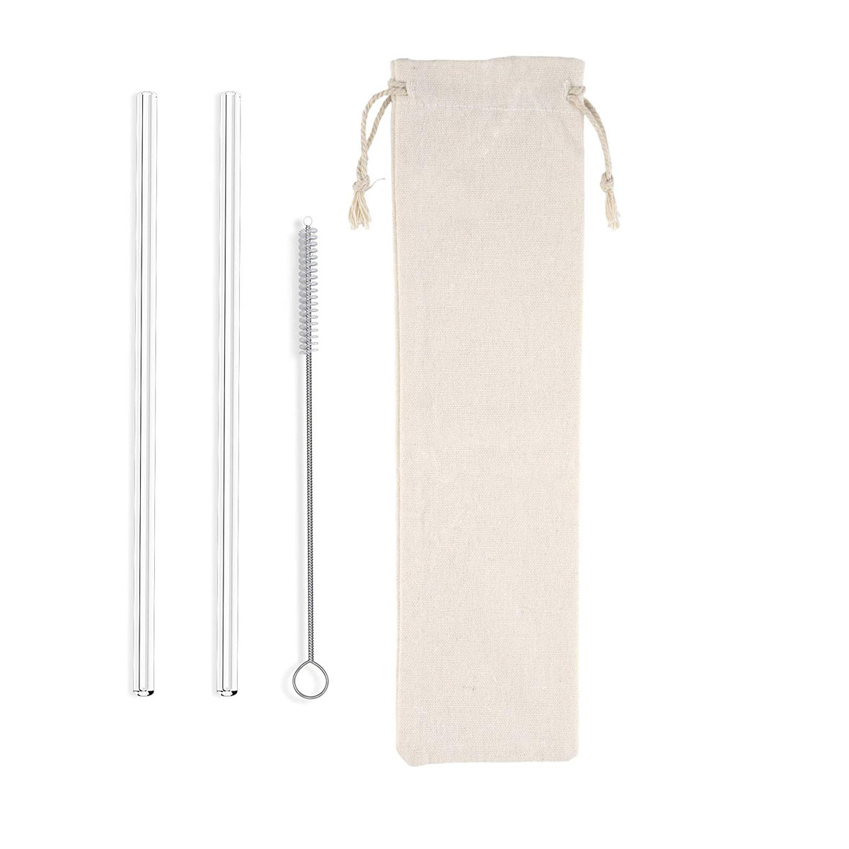 Straight Glass Straws With Cleaning Brush