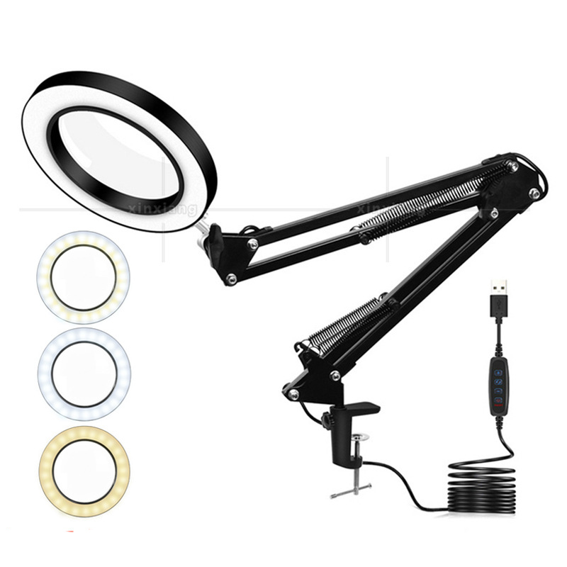 Vidrio de aumento con luz y soporte