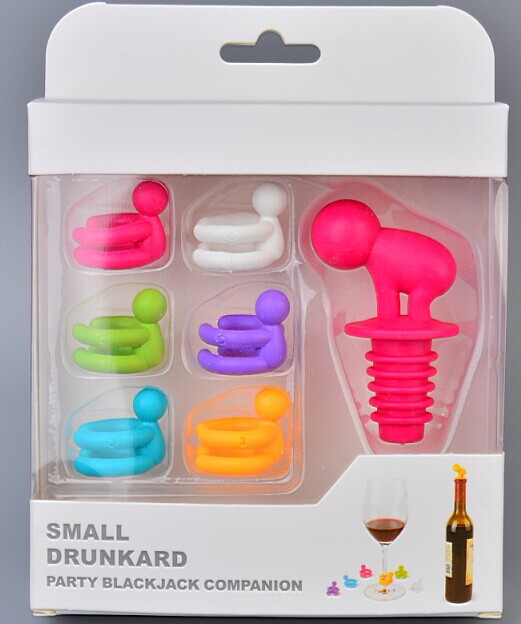Bouchon de vin en silicone et ensemble de charme